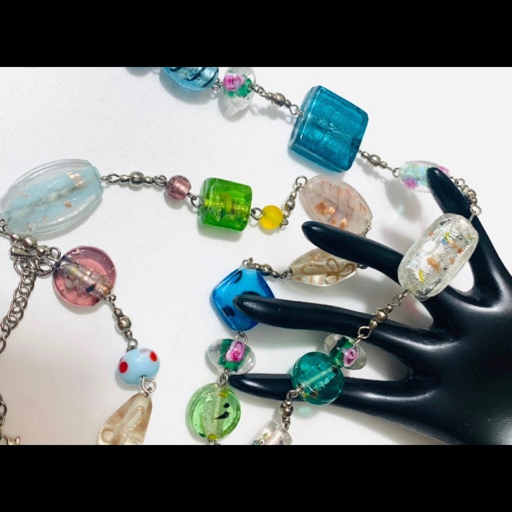 Premier Designs "Venetian" Murano Glass  Artisan Glass Bead Statement Necklace - Picture 12 of 13